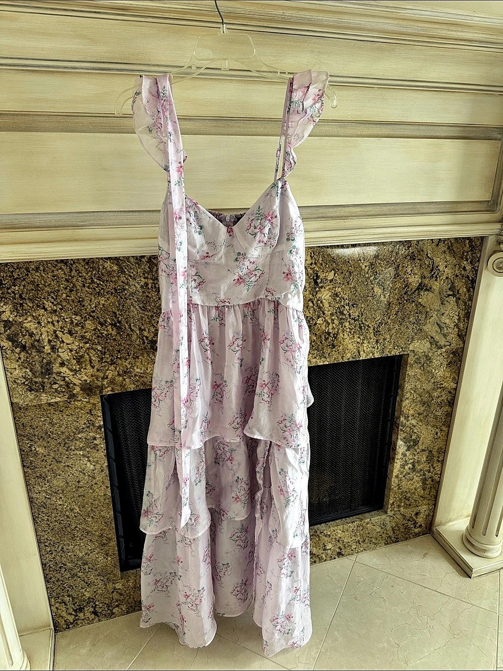 Lulus Everlasting Sight Lavender Floral Print Tie-Strap Midi Dress Floral